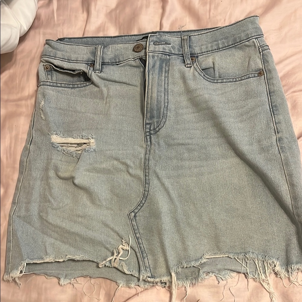 Calvin Klein Light Blue Distressed Denim Skirt